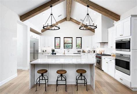 Cathedral Ceiling Design Guide Vaulted Ceiling Kitchen White Modern Kitchen Modern Country
