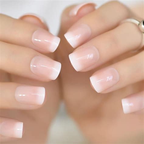 Beige Gradient French Manicure Tips Gorgeous And Classy Natural Fake N