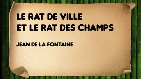 Le Rat De Ville Et Le Rat Des Champs Jean De La Fontaine I Youtube