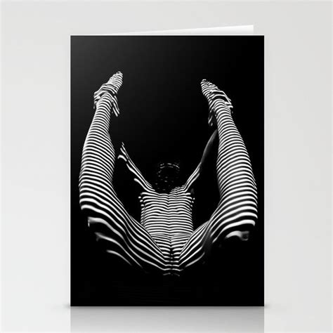 Dja Zebra Striped Nude Woman Yoga Black White Abstract Curves