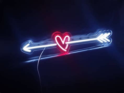 Cupid S Arrow Valentines Day Heart With Arrow Led Neon Etsy Uk