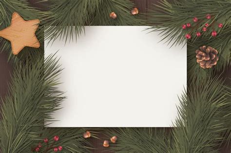 Free Vector Christmas Blank Card Template With Winter Nature