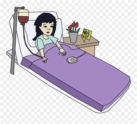 Hospital Bed Patient Woman Health Care Girl In Hospital Bed Clipart
