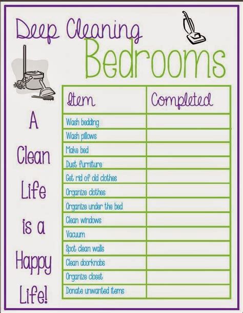 Printable Teenage Bedroom Cleaning Checklist Printable Word Searches