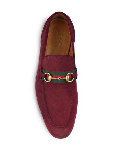 Lyst Gucci Suede Horsebit Loafers In Red For Men