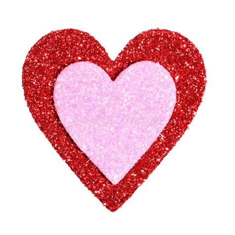 Valentines Day Glitter Red And Pink Hearts Isolated On White Stock
