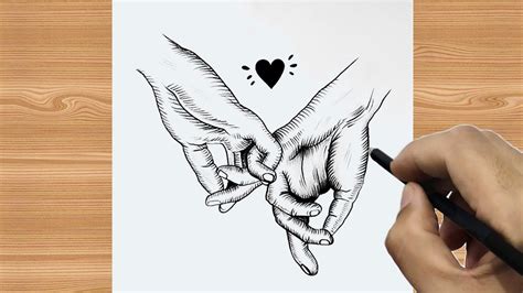 Romantic Drawing Pencil Sketch Drawing Couple Holding Hands Draw Two