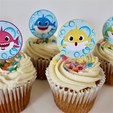 Baby Shark Cupcake Toppers Shark Cupcake Toppers Shark Themed Party