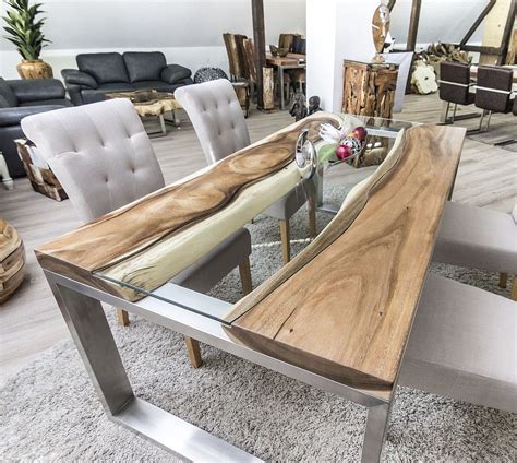 So können sie schnell und einfach ihren tisch im industriellen stil selber bauen. DER TISCHONKEL :: Designertisch Massivholztisch mit Glas und Edelstahl | Wohnzimmer design ...