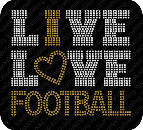 Football Rhinestone Template Instant Download Live Love Football Heart