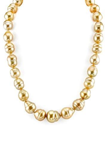 14k Yellow Gold 10 13mm Golden South Sea Circle Baroque Pearl Necklace