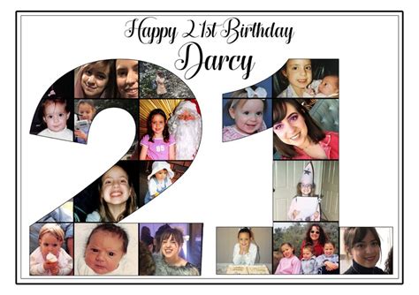 21st Birthday Photo Collage Rectangle A4 Edible Icing Cake Etsy