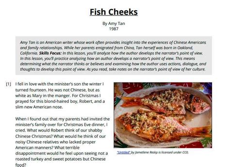 🏷️ Fish Cheeks By Amy Tan Purpose Strong Cultural Identity Importance