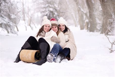 Free Images Snow Winter Weather Season Girls Happy Happiness Women Joy Sled Toboggan