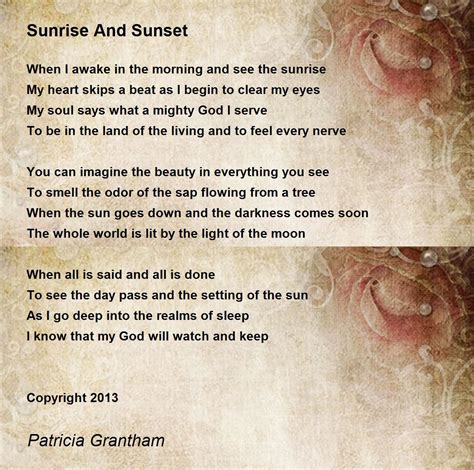 Sunrise And Sunset Poem By Patricia Grantham Poem Hunter
