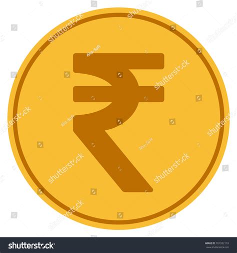 Indian Rupee Golden Coin Icon Vector Stock Vector Royalty Free