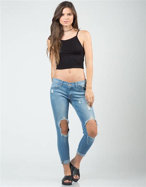 Light Washed Cropped Skinny Jeans 2020ave