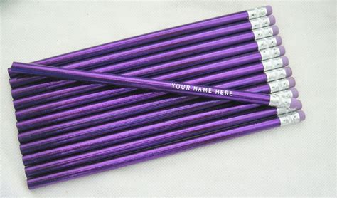 12 Super Rich Purple Foil Colored Personalized Pencils Purple Purple