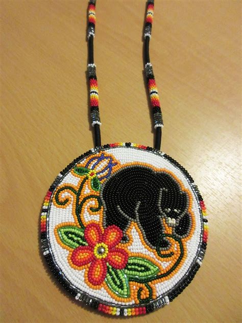 Bear Paw Medallion Native Medicine Wheel Style Beadwork Large