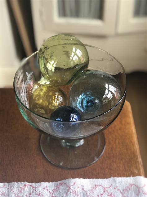 Beautiful Recycled Glass Dish With Hand Blown Coloured Glass Balls Angela Jayne