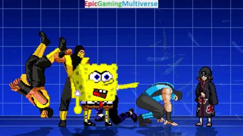 Spongebob Squarepants And Mortal Kombat Characters Vs Itachi Uchiha In A Mugen Match Battle