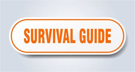Survival Guide Sign Rounded Isolated Button White Sticker Stock