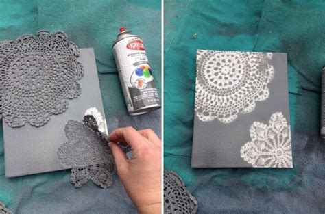 Try This Spray Painted Doily Canvas Art