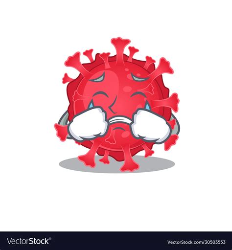 A Crying Coronavirus Substance Cartoon Mascot Vector Image