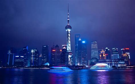 Shanghai China City The Oriental Pearl Tower Night Wallpaper
