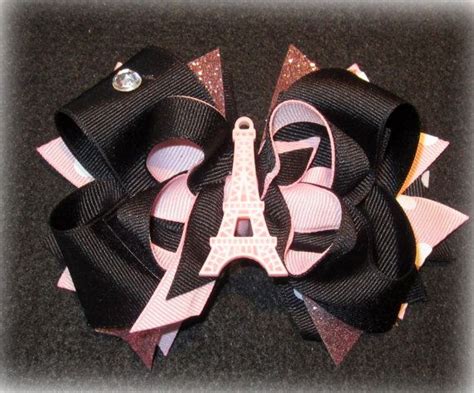 Paris Eiffel Tower Bow Paris Hairbow Layered Bow Boutique Etsy Pink