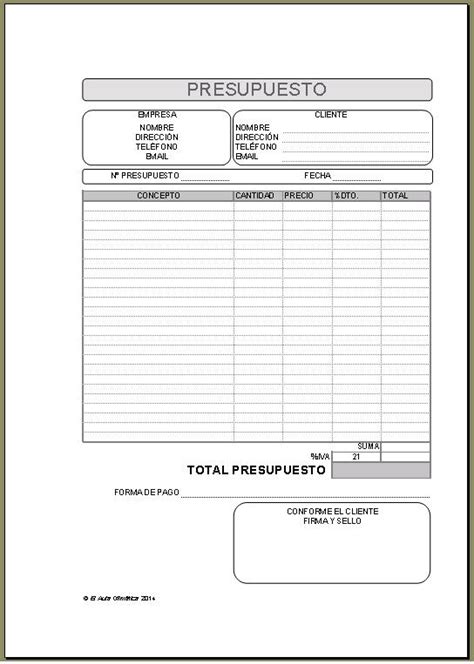 El Aula Ofim Tica Plantilla Excel Para Presupuestos