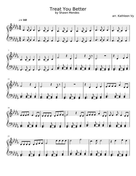 Treat You Better By Shawn Mendes Sheet Music Piano Music