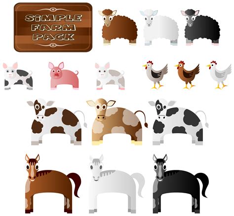 Drawing of a bullock marked to show eighteen different cuts of meat drawing. Simple Farm Animals (With images) | Farm animals, Animal clipart, Animals