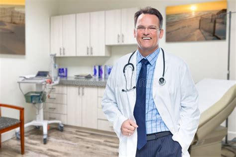 Caucasian Male Doctor Standing In Office Stock Image Image Of