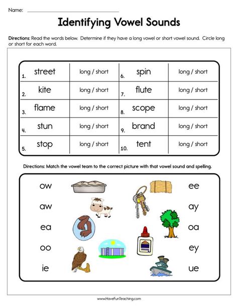 Identifying Vowel Sounds Worksheet Short Vowel Sounds Long Vowel
