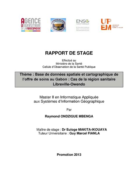 Rapport De Stage De Master M2 Informatique Université De La