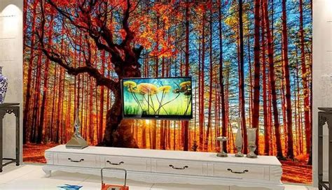 Custom 3d Murals Wallpaper Trees Landscape Tv Wall Wallpapers For