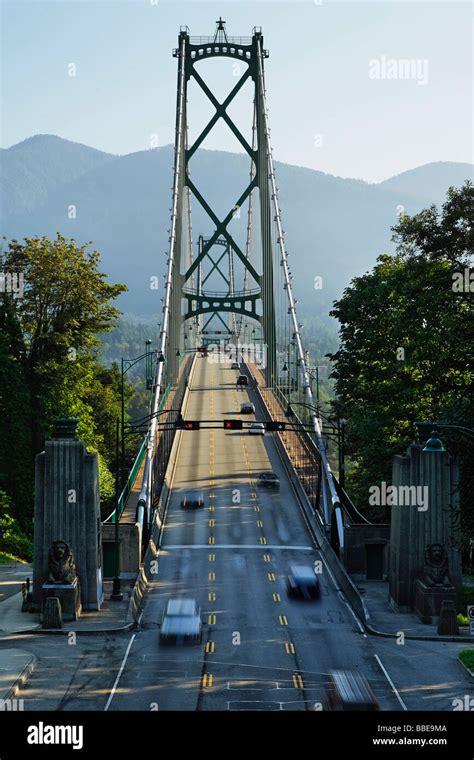Lions Gate Bridge Crosses The Burrard Inlet As Seen From Stanley Park