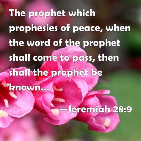 Jeremiah 289 The Prophet Which Prophesies Of Peace When The Word Of