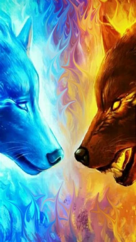 Face To Face Different Fight Flames Leader Two Wolves Hd Phone