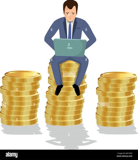 Businessman Sitting On Gold Coins Concept Of Creative Person Earning