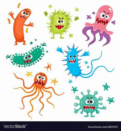 Virus Bacteria Germ Characters Ugly Germs Vector