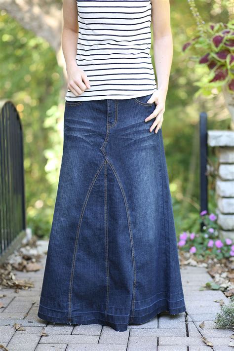 Ava Long Jean Skirt Modest Denim Skirt Sizes 4 18