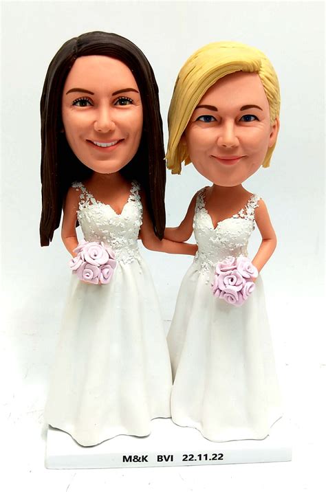 Lesbian Same Sex Wedding Bobblehead Cake Topper [am4860] 135 00 Custom Bobblehead Dolls And
