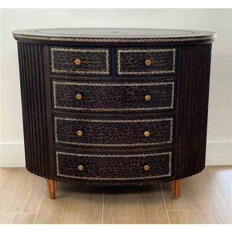 Maitland Smith Embossed Leather Oval Chest Of Drawers Chairish