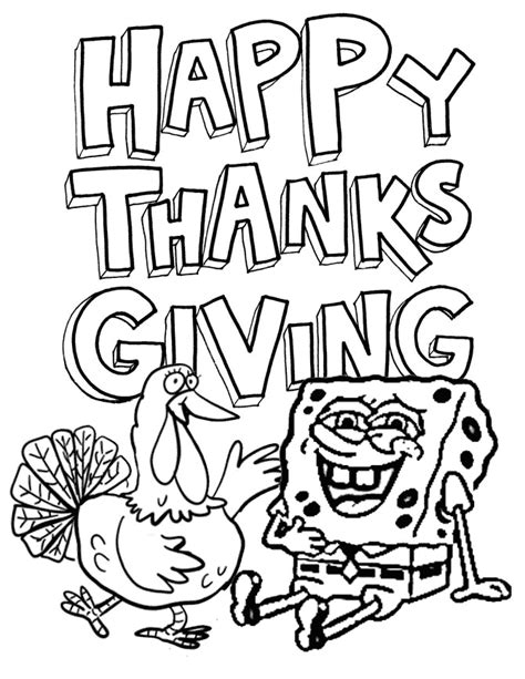 Spongebob Squarepants Thanksgiving Coloring Pages