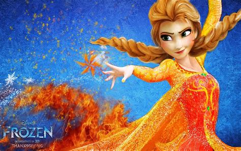 Frozen Disney Movie Elsa Deviation On Fire