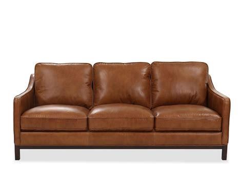 Casual Leather Sofa In Caramel Mathis Brothers Furniture Caramel