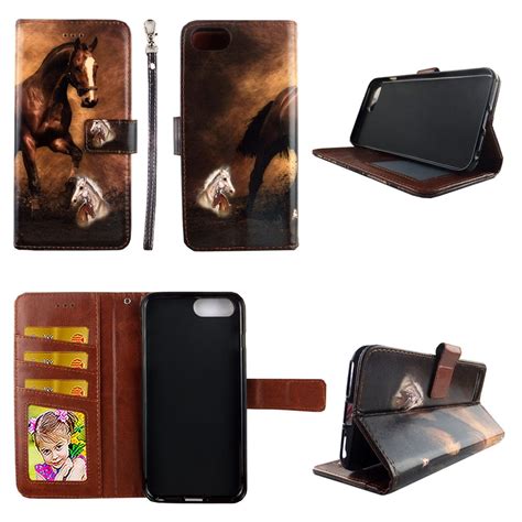 Brown Horse Wallet Case For Iphone 6 6s 7 8 Folio Standing Cover