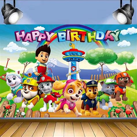 Cartoon Paw Patrol Photography Backdrop For Childrens Birthday Party